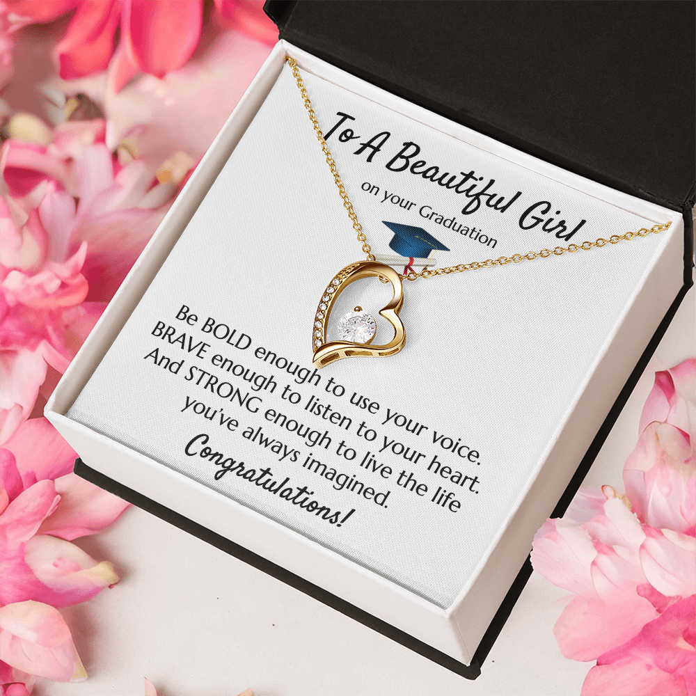 Empowering Graduation Jewelry - Bold Brave Strong Necklace Gift for Daughter or Granddaughter