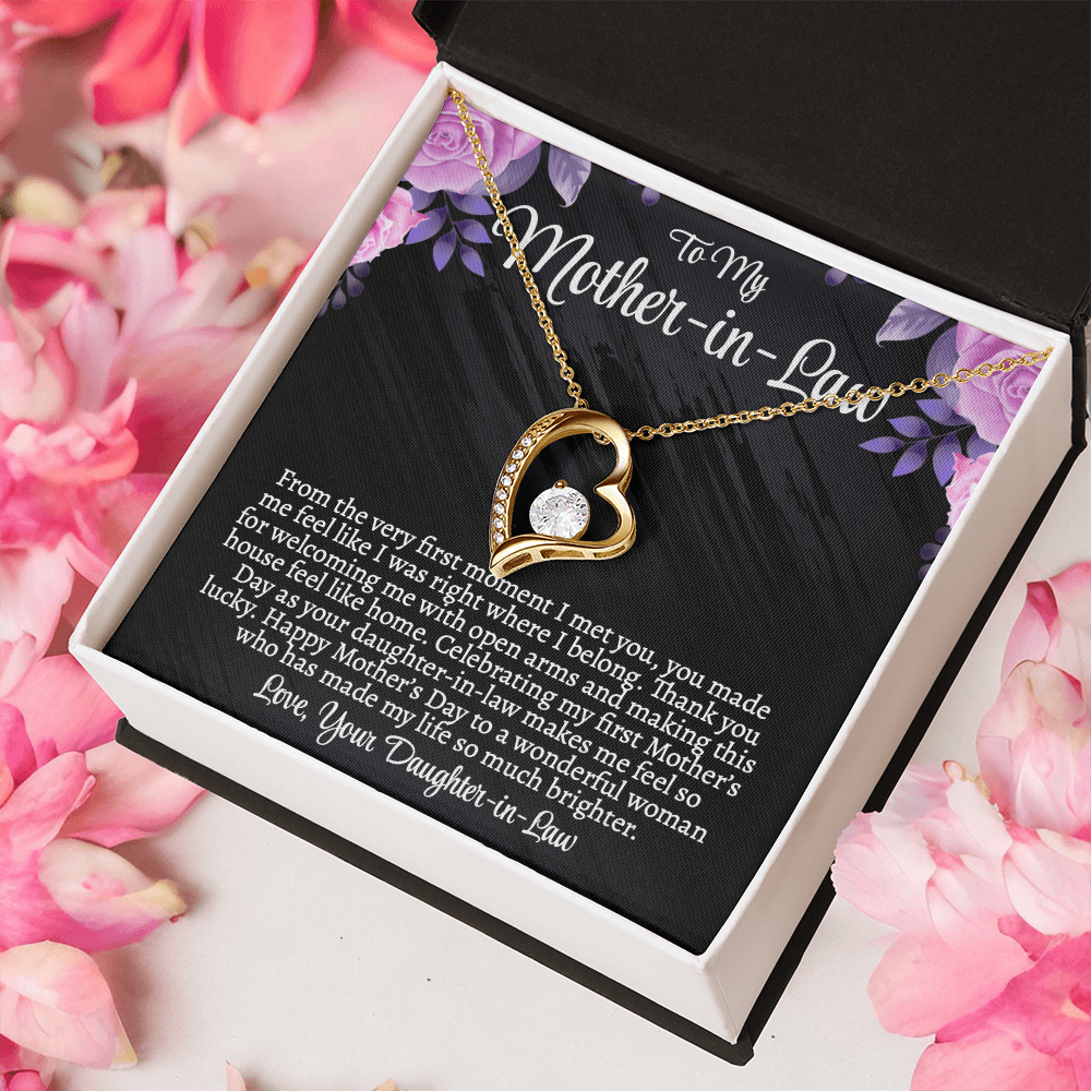 First Mother's Day Gift for Mother-in-Law, Forever Love Necklace with Personalized Message Card, Daughter-in-Law to Mother-in-Law Jewelry Gift