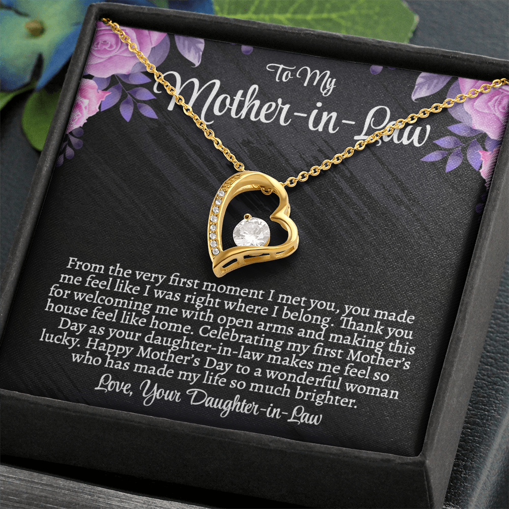 First Mother's Day Gift for Mother-in-Law, Forever Love Necklace with Personalized Message Card, Daughter-in-Law to Mother-in-Law Jewelry Gift