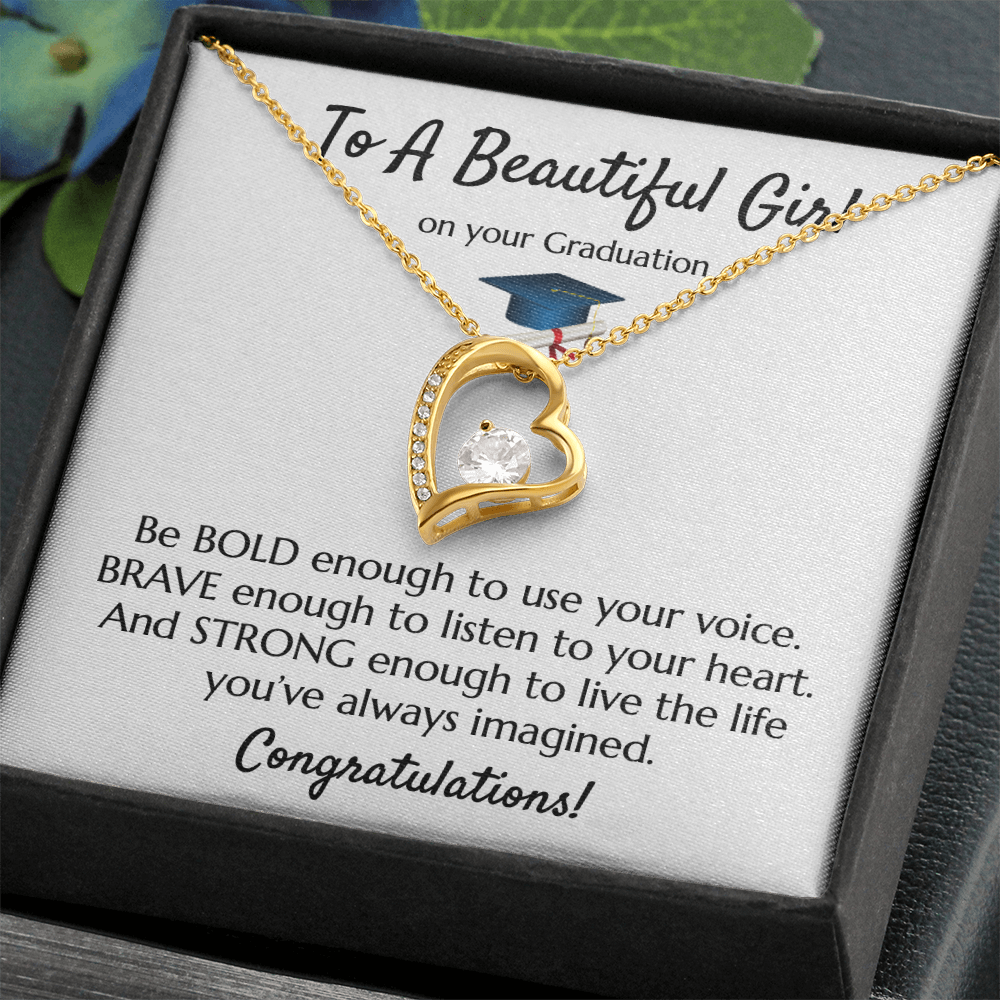 Empowering Graduation Jewelry - Bold Brave Strong Necklace Gift for Daughter or Granddaughter