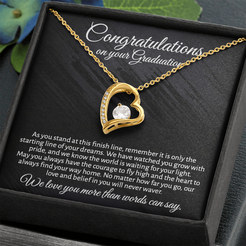Meaningful Graduation Gift for Daughter or Granddaughter - "Congratulations" Heart Necklace
