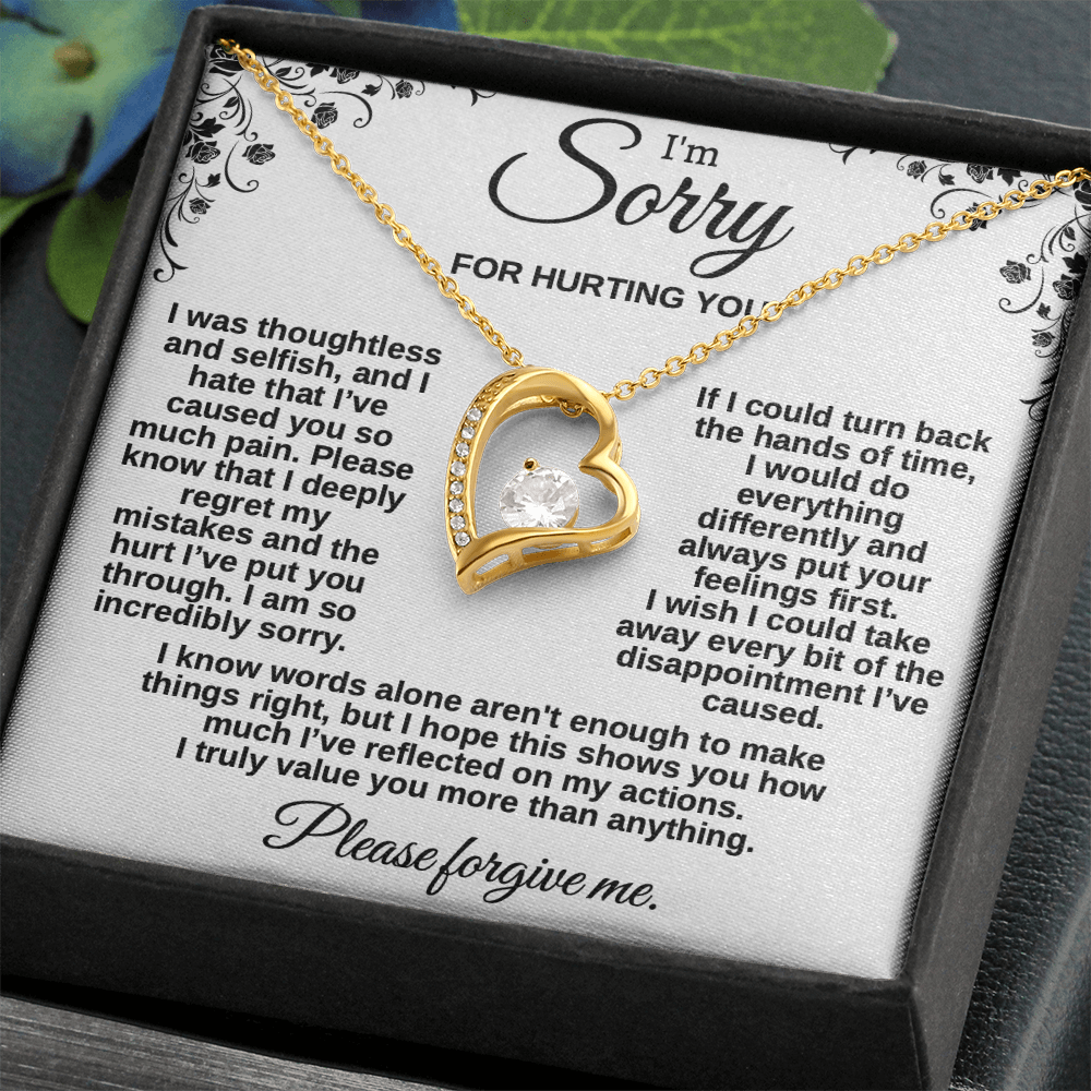 Apology Gift for Her, I'm Sorry Necklace for Girlfriend, Please Forgive Me Jewelry, Meaningful Gift for Wife after Fight, Heartfelt Message Card