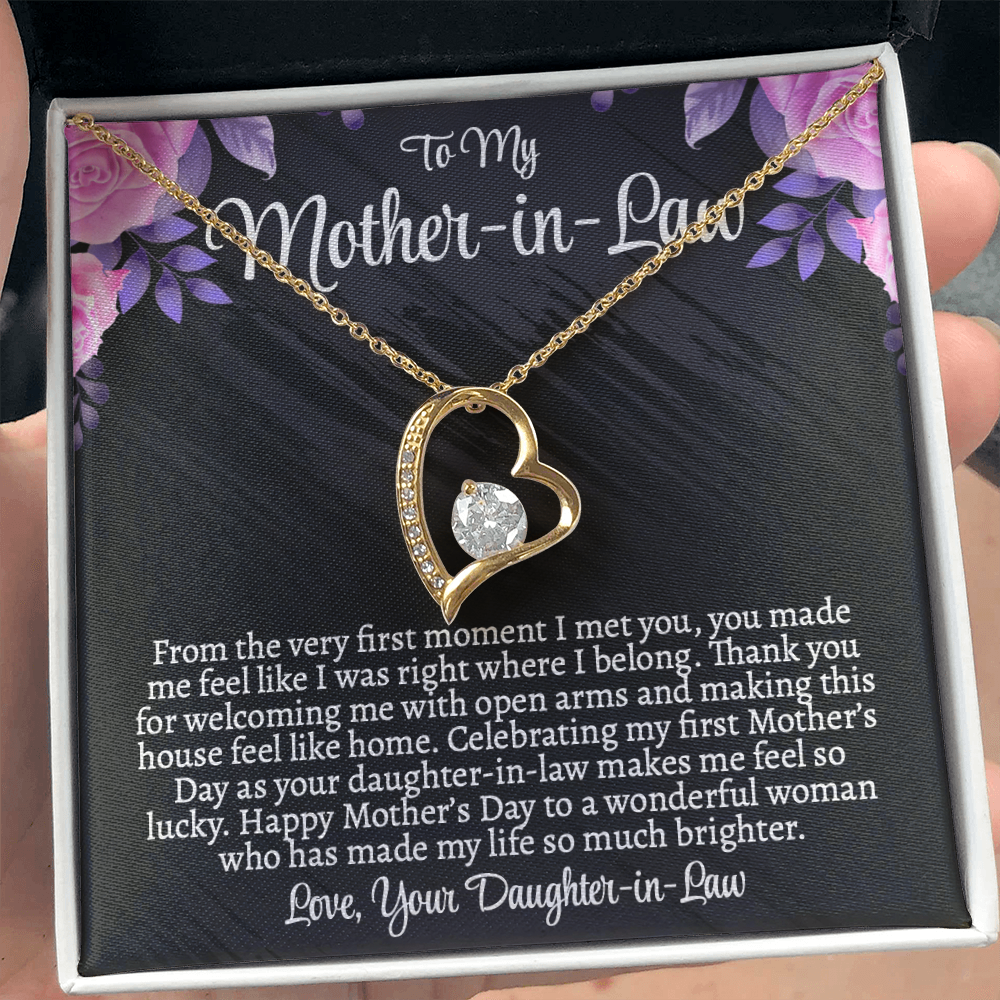 First Mother's Day Gift for Mother-in-Law, Forever Love Necklace with Personalized Message Card, Daughter-in-Law to Mother-in-Law Jewelry Gift
