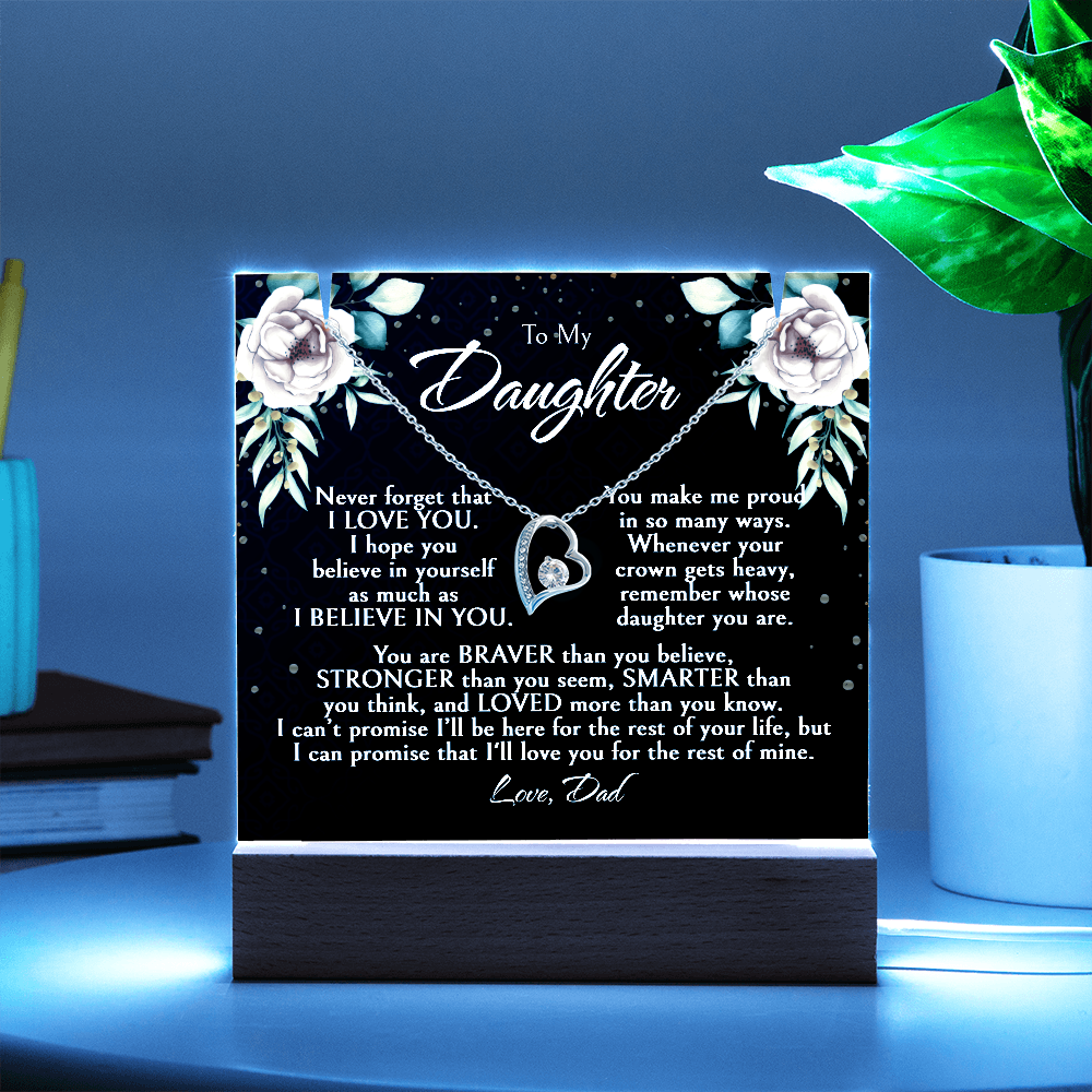 Daughter Necklace Gift, Birthday Gift for Daughter from Dad, Custom Jewelry for Daughter, Graduation or Christmas Gift