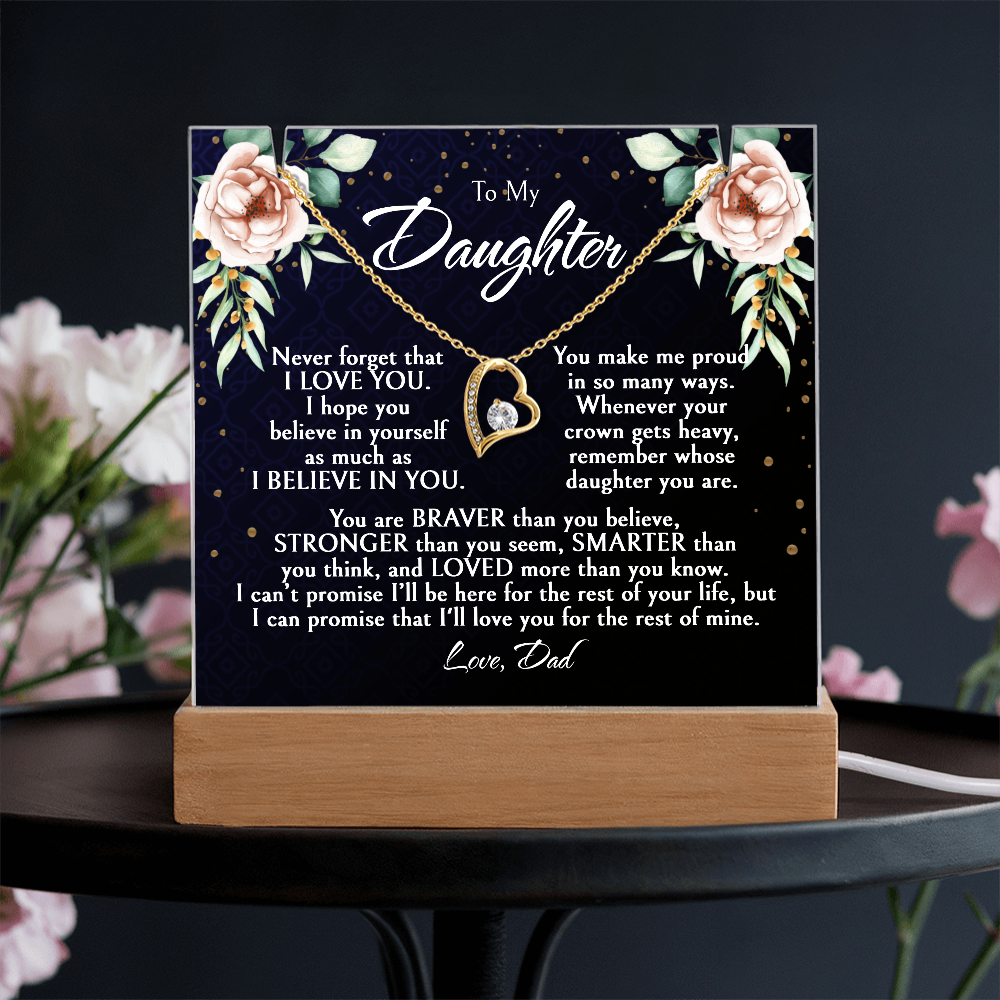Daughter Necklace Gift, Birthday Gift for Daughter from Dad, Custom Jewelry for Daughter, Graduation or Christmas Gift