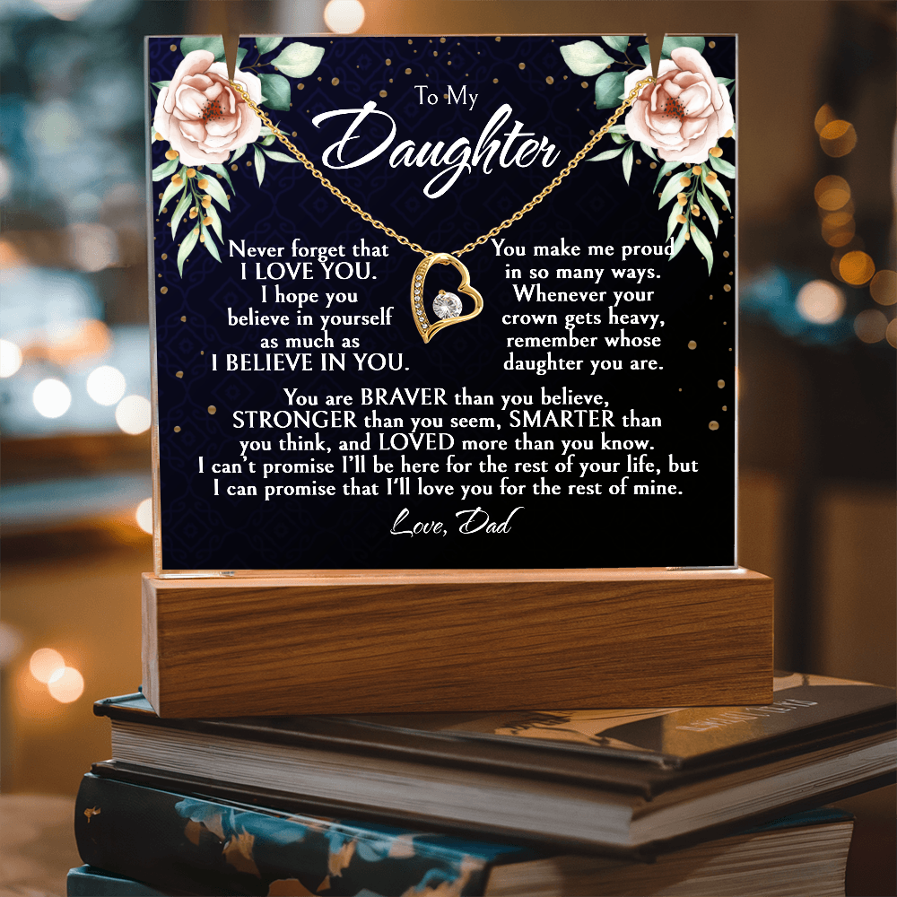 Daughter Necklace Gift, Birthday Gift for Daughter from Dad, Custom Jewelry for Daughter, Graduation or Christmas Gift