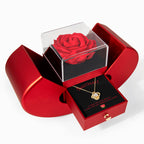 Rose Box & Love Knot Necklace Gift Set – Eternal Love Jewelry Gift for Her | Romantic Anniversary or Birthday Gift