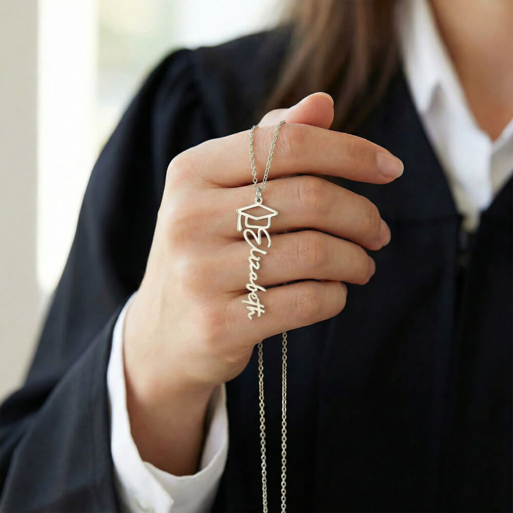 "To My Daughter" Graduation Name Necklace from Dad - Straighten Your Crown Jewelry Gift