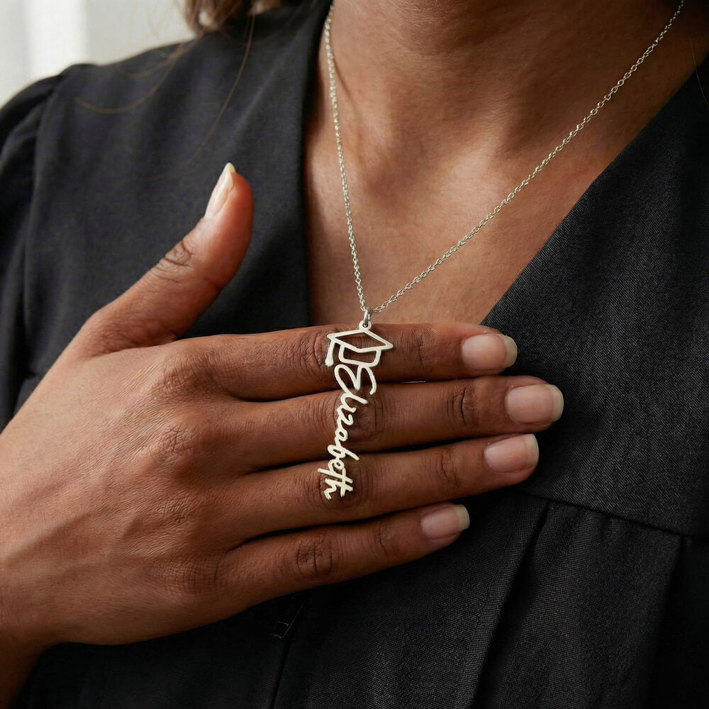 "To My Daughter" Graduation Name Necklace from Dad - Straighten Your Crown Jewelry Gift