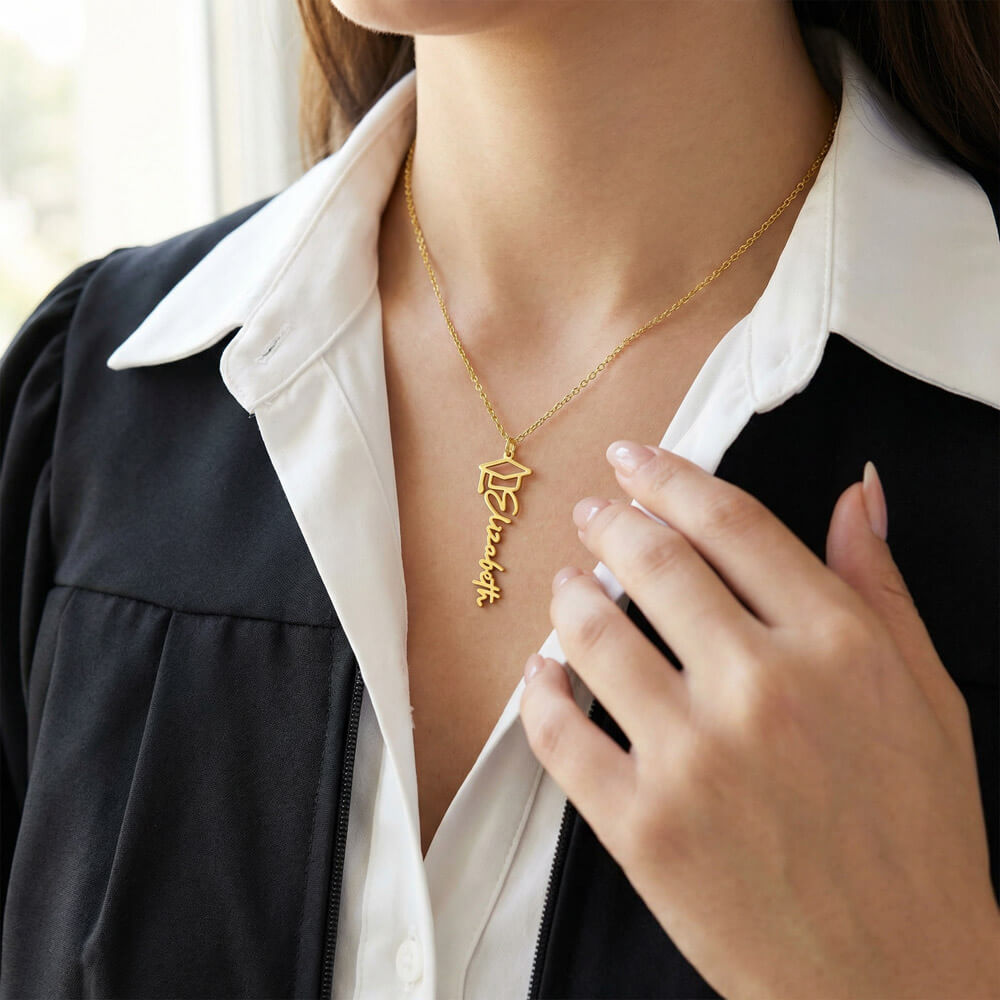 "To My Daughter" Graduation Name Necklace from Dad - Straighten Your Crown Jewelry Gift