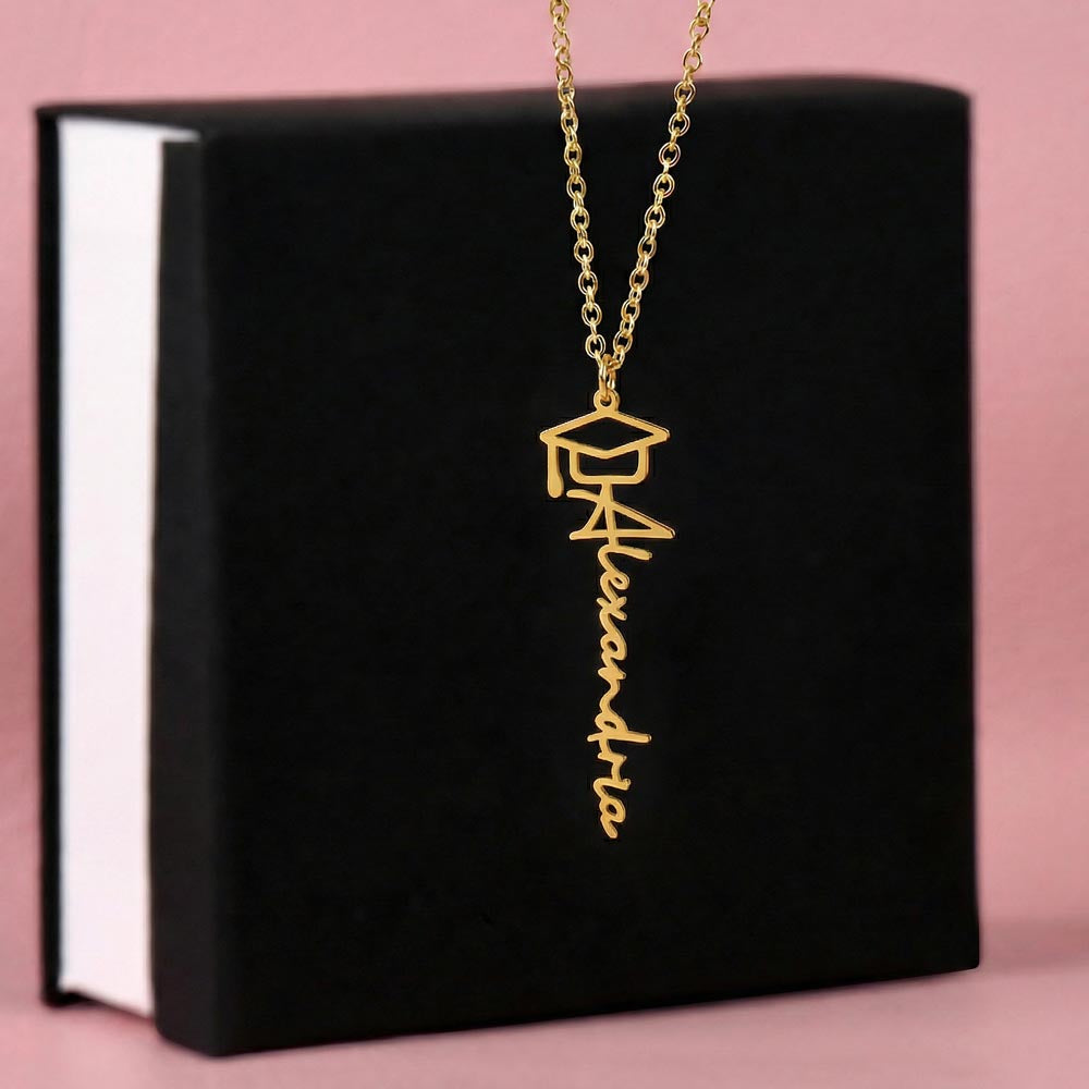 "To My Daughter" Graduation Name Necklace from Dad - Straighten Your Crown Jewelry Gift
