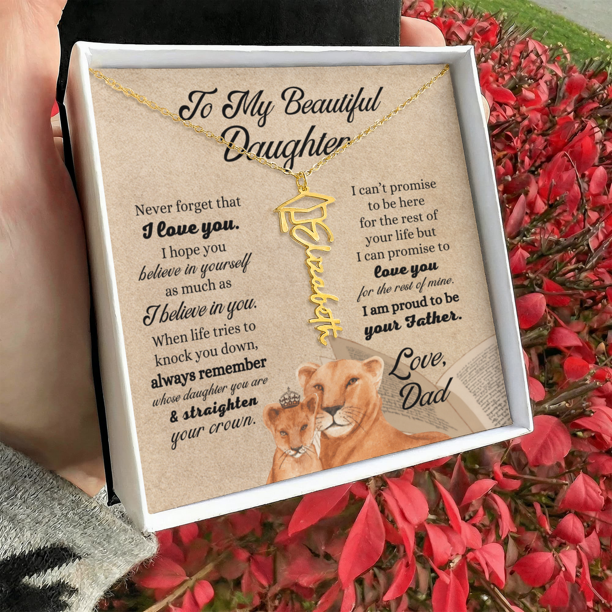 "To My Daughter" Graduation Name Necklace from Dad - Straighten Your Crown Jewelry Gift