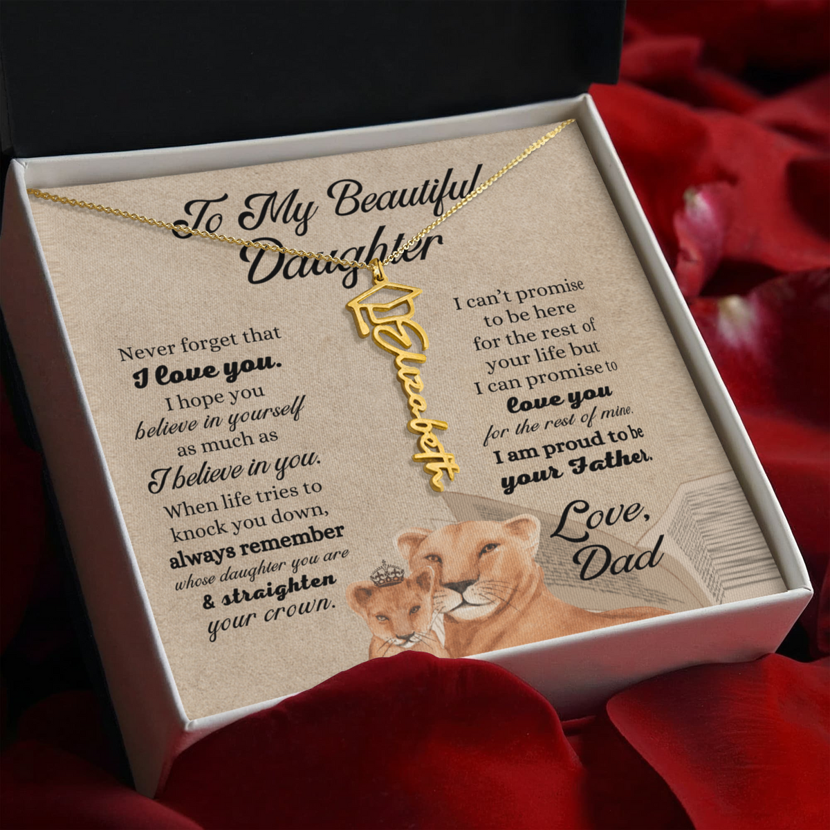 "To My Daughter" Graduation Name Necklace from Dad - Straighten Your Crown Jewelry Gift