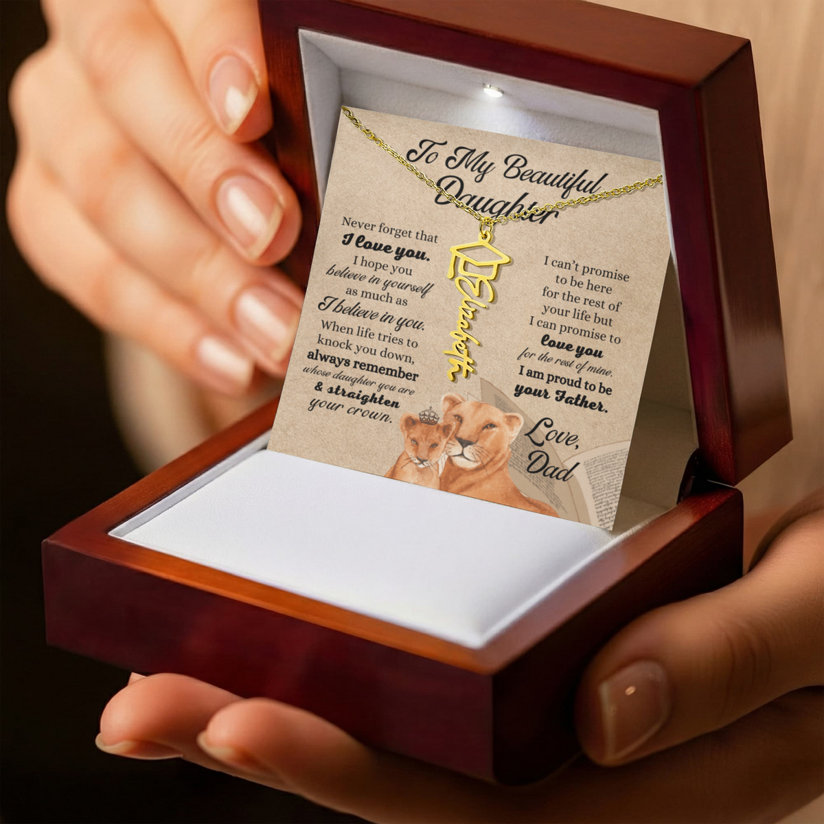 "To My Daughter" Graduation Name Necklace from Dad - Straighten Your Crown Jewelry Gift