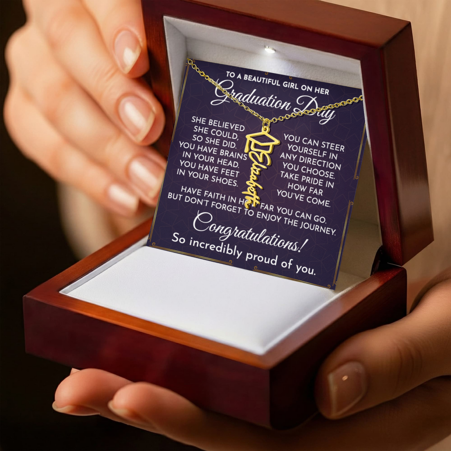 Personalized Name Necklace, 2026 Graduation Gift for Her, Custom Nameplate Necklace, Class of 2026 Jewelry, High School Grad Gift