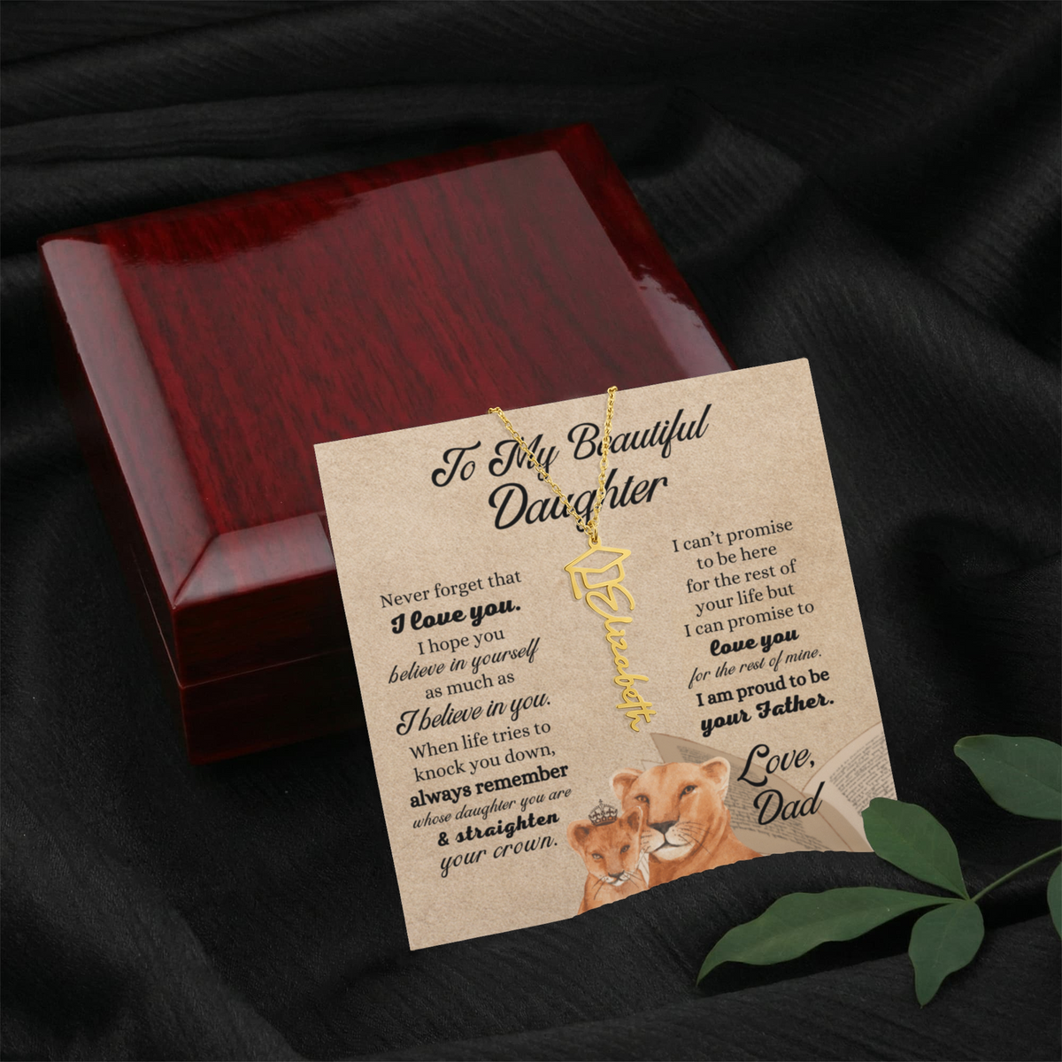 "To My Daughter" Graduation Name Necklace from Dad - Straighten Your Crown Jewelry Gift