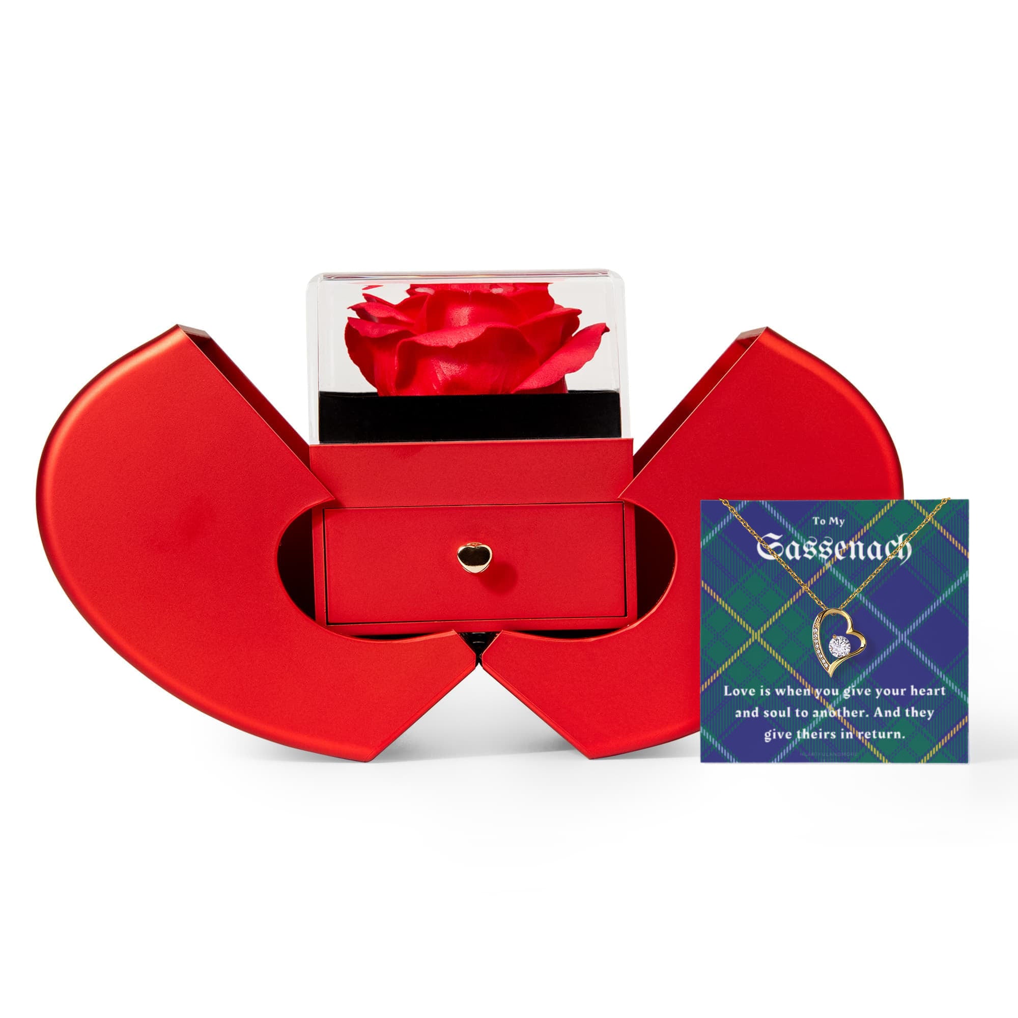 To My Sassenach – Forever Love Necklace & Rose Heart Box Gift Set