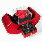 Eternal Rose Heart Gift Box with Forever Love Necklace – Romantic Anniversary Gift for Wife, Birthday & Valentine's Day Present