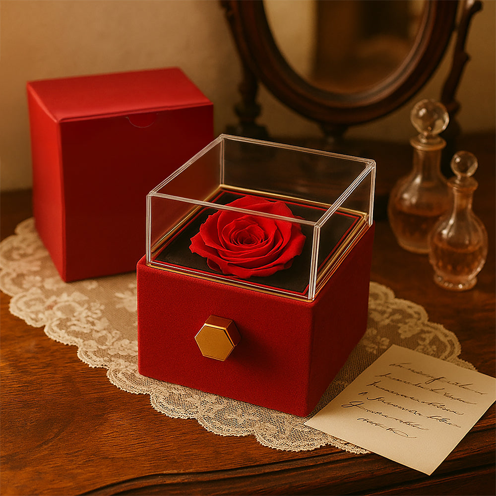 To My Beautiful Wife – Forever Love Heart Necklace with Preserved Rose Box | Romantic Gift for Anniversary, Birthday, or Christmas