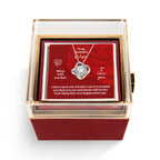 Romantic love knot necklace with message card reading “To My Beautiful Wife,” displayed in a luxury gift box — perfect wife anniversary gift.