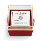 Love Knot Necklace in luxury gift box with red rose and message card reading “Happy Birthday to My Beautiful Wife” — romantic birthday gift for wife.