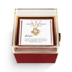 Love Knot Necklace in luxury gift box with red rose and message card reading “Happy Birthday to My Beautiful Wife” — romantic birthday gift for wife.