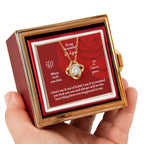 Romantic love knot necklace with message card reading “To My Beautiful Wife,” displayed in a luxury gift box — perfect wife anniversary gift.