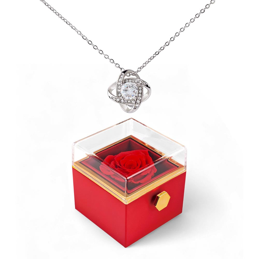 Luxury Red Rose Necklace Gift Box | Romantic Christmas Gift for Wife or Girlfriend