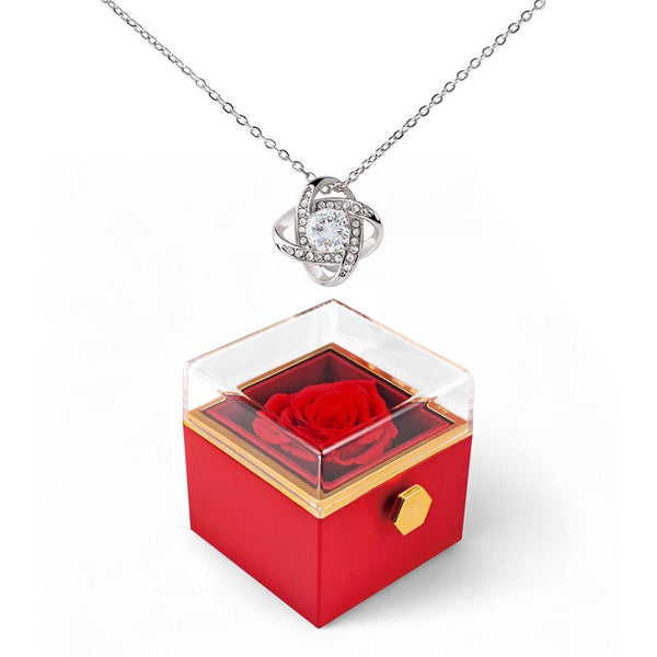 Luxury Red Rose Necklace Gift Box | Romantic Christmas Gift for Wife or Girlfriend