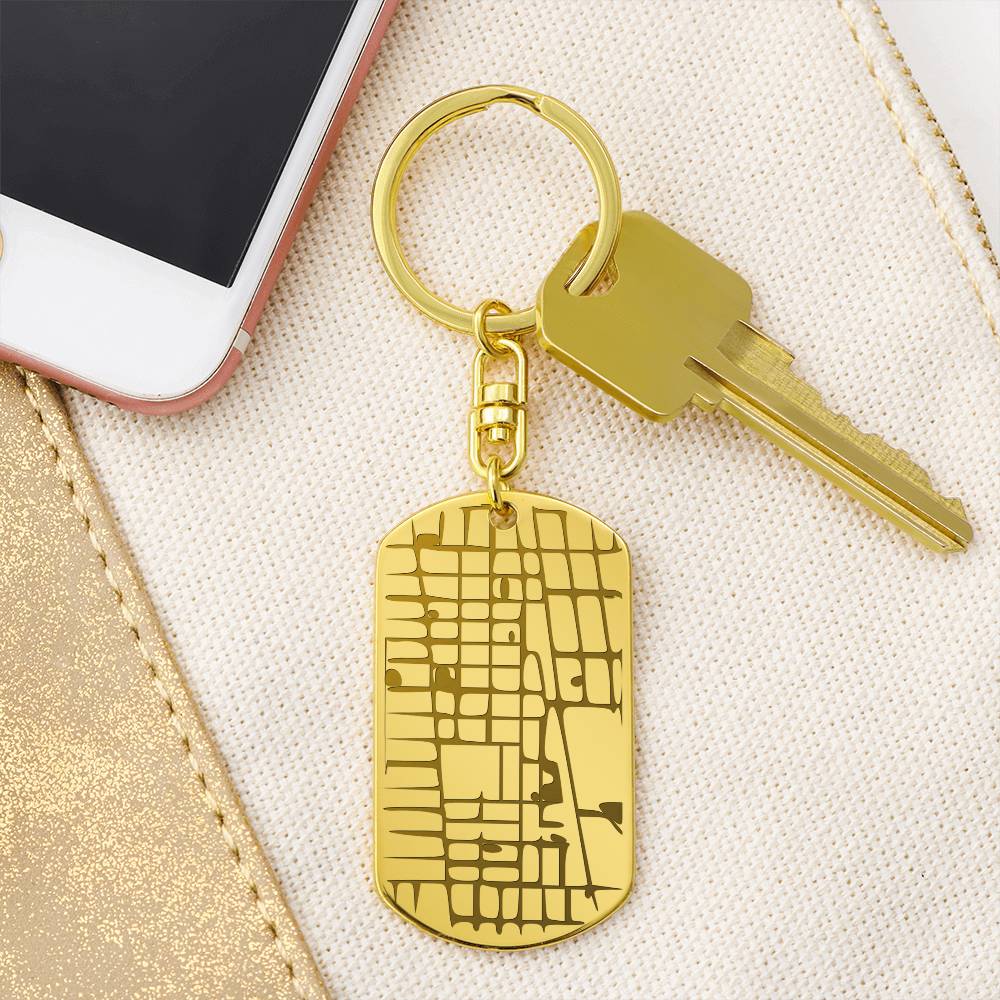Unique Anniversary Map Keychain | Engraved Dog Tag for Special Locations