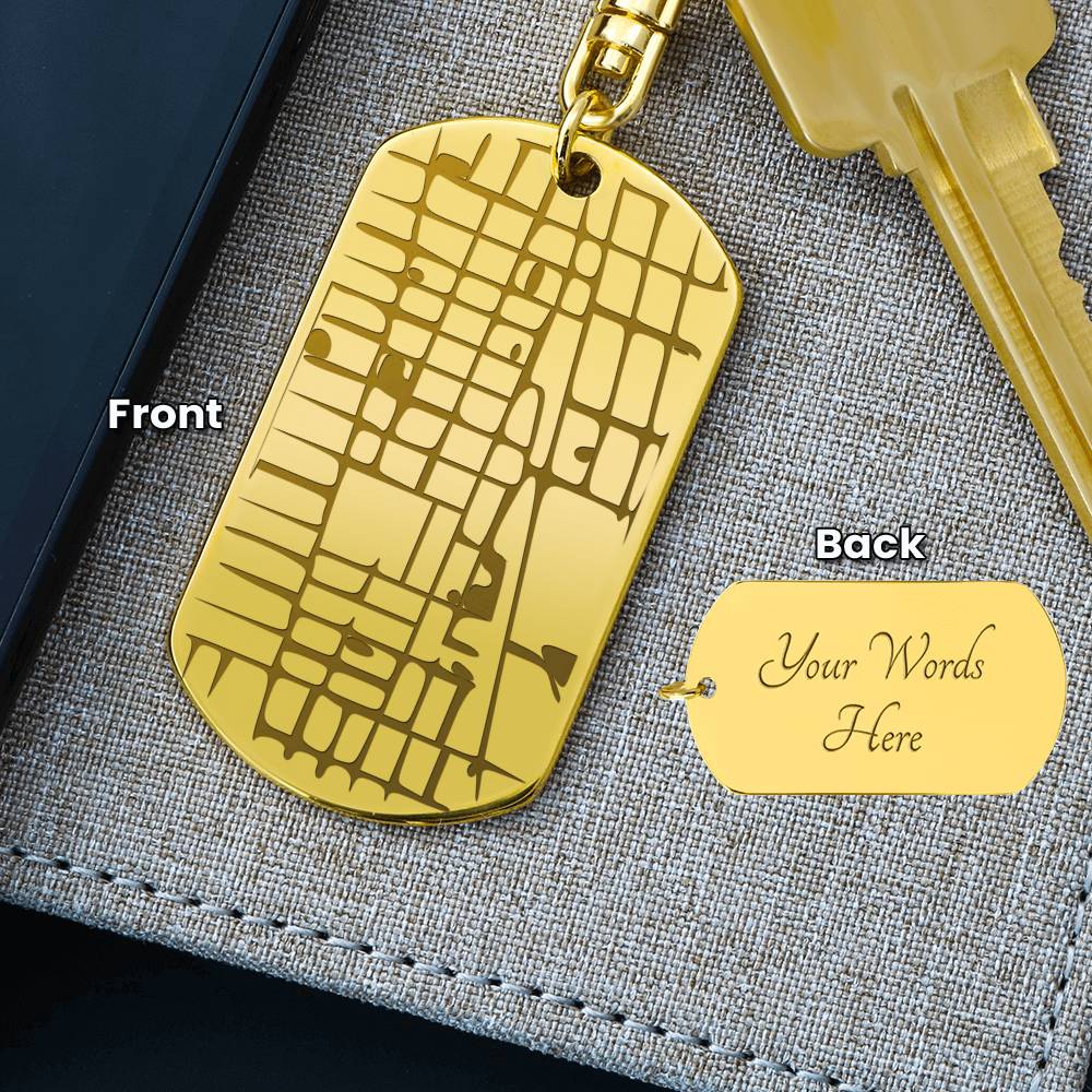 Unique Anniversary Map Keychain | Engraved Dog Tag for Special Locations