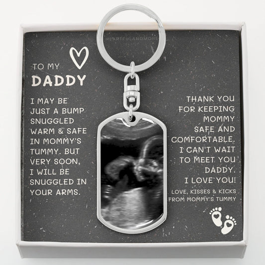 First Time Dad Gift, New Dad Gift, Father's Day Gift from Baby Bump, Ultrasound Gift, Pregnancy Photo Keychain, Personalized Photo Keychain
