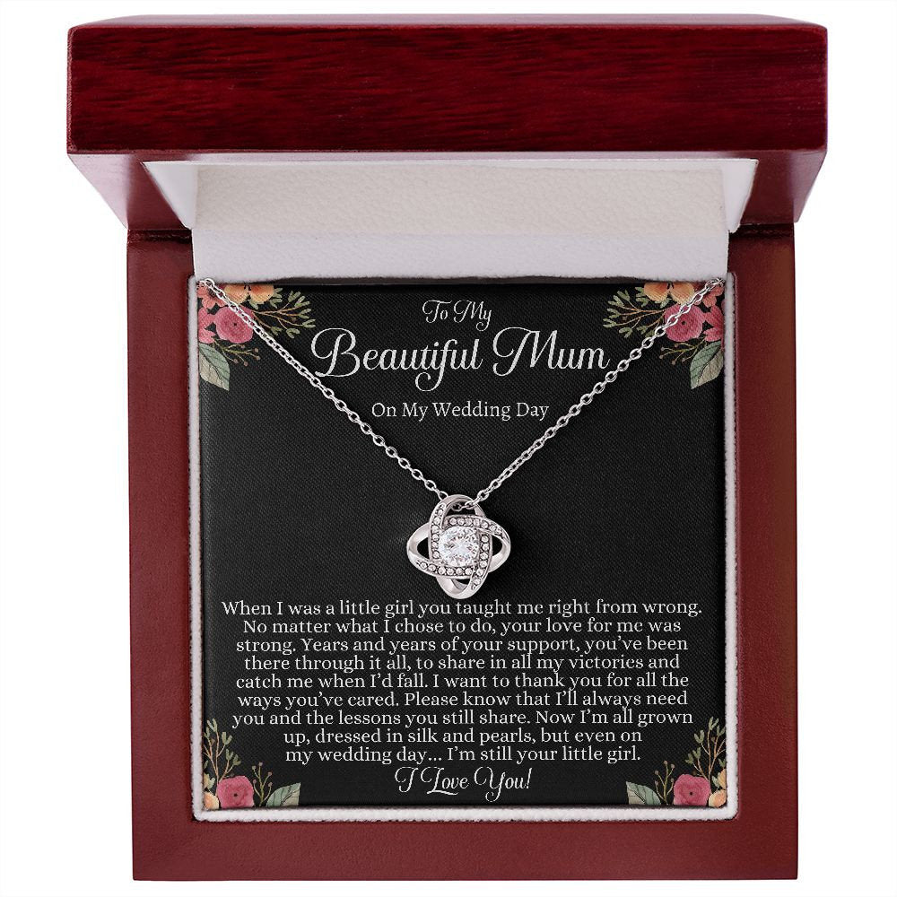 Gift for Mum from Bride on Wedding Day, Wedding Day Gift for Mum from Bride, Bride to Mum Love Knot Necklace Gift, Mother of the Bride Gift