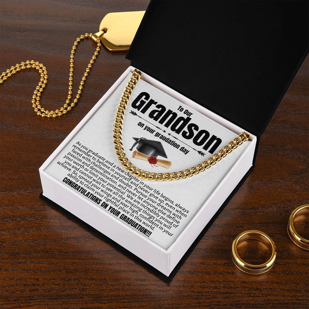 Grandson Graduation Gifts from Grandma, Grandpa, Grandson Graduation Gifts Ideas, Meaningful Grandson Gifts, Cuban Chain Necklace