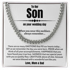 Son's Wedding: Cuban Link Necklace, Parental Groom Gifts, Special Gift for My Son's Big Day, Meaningful Wedding Day Gift for Our Son
