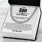 Son's Wedding: Cuban Link Necklace, Parental Groom Gifts, Special Gift for My Son's Big Day, Meaningful Wedding Day Gift for Our Son