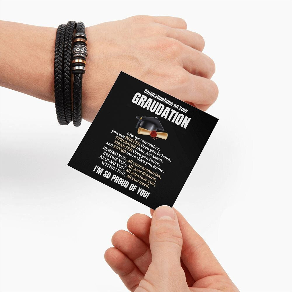 Graduate Bracelet - Gift for Boys - Personalized Engraved Jewelry - Adjustable Wristband - Graduation Present - Handmade Accessories