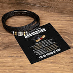 Graduate Bracelet - Gift for Boys - Personalized Engraved Jewelry - Adjustable Wristband - Graduation Present - Handmade Accessories