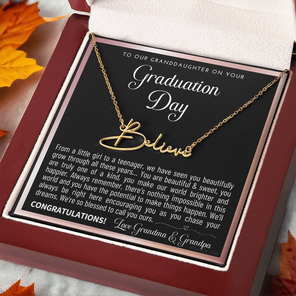 Granddaughter Graduation Gift from Grandma & Grandpa, Gift for Granddaughter Graduation, Granddaughter Graduation Necklace, Name Necklace
