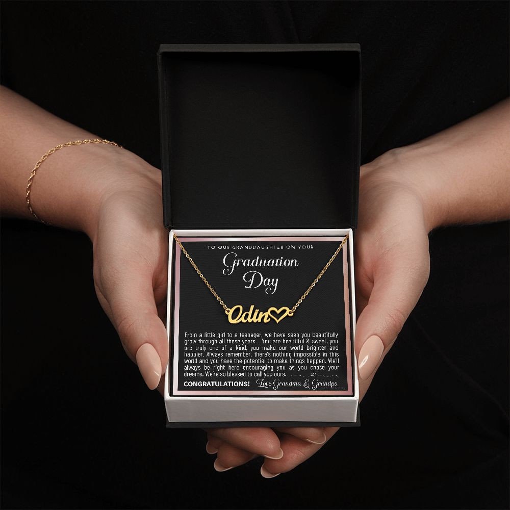 Granddaughter Graduation Gift from Grandma & Grandpa, Gift for Granddaughter Graduation, Granddaughter Graduation Necklace, Name Necklace