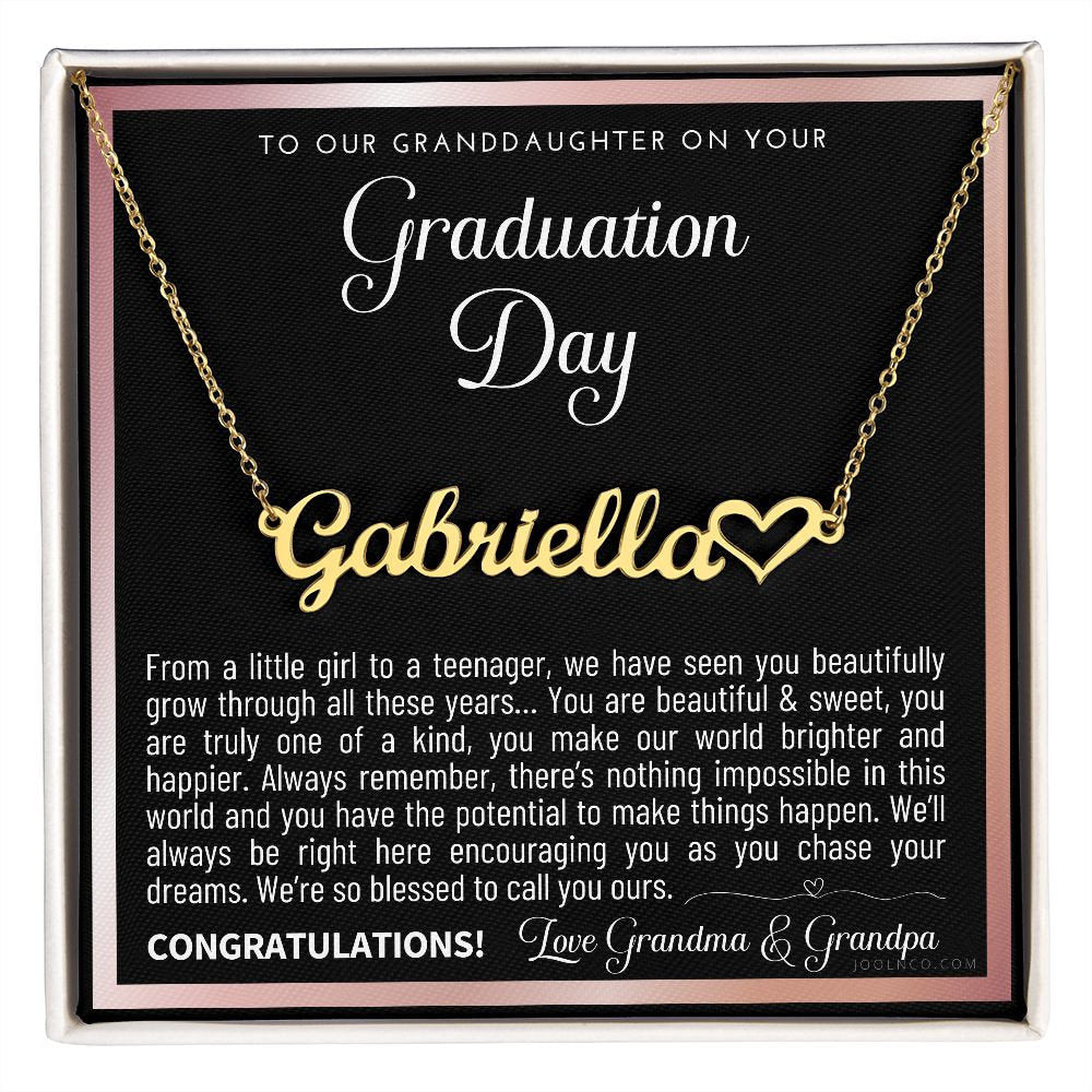 Granddaughter Graduation Gift from Grandma & Grandpa, Gift for Granddaughter Graduation, Granddaughter Graduation Necklace, Name Necklace