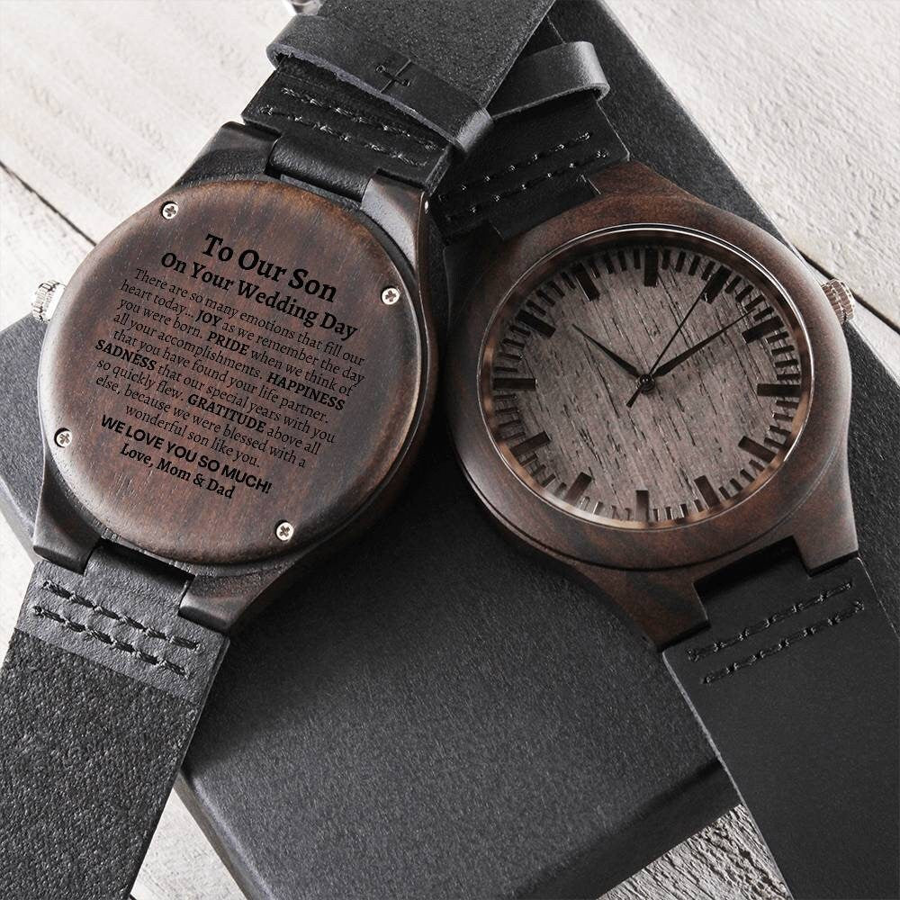 Groom Gift from Parents, To Our Son on his Wedding Day, Son Wedding Gift, Wooden Watch, Wedding Day Gift for Son, Gift from Mom Dad