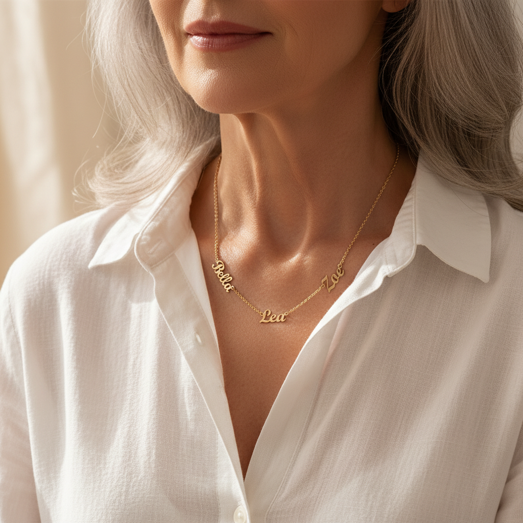 Personalized Grandkids Name Necklace - Perfect Mother's Day Gift for Grandma