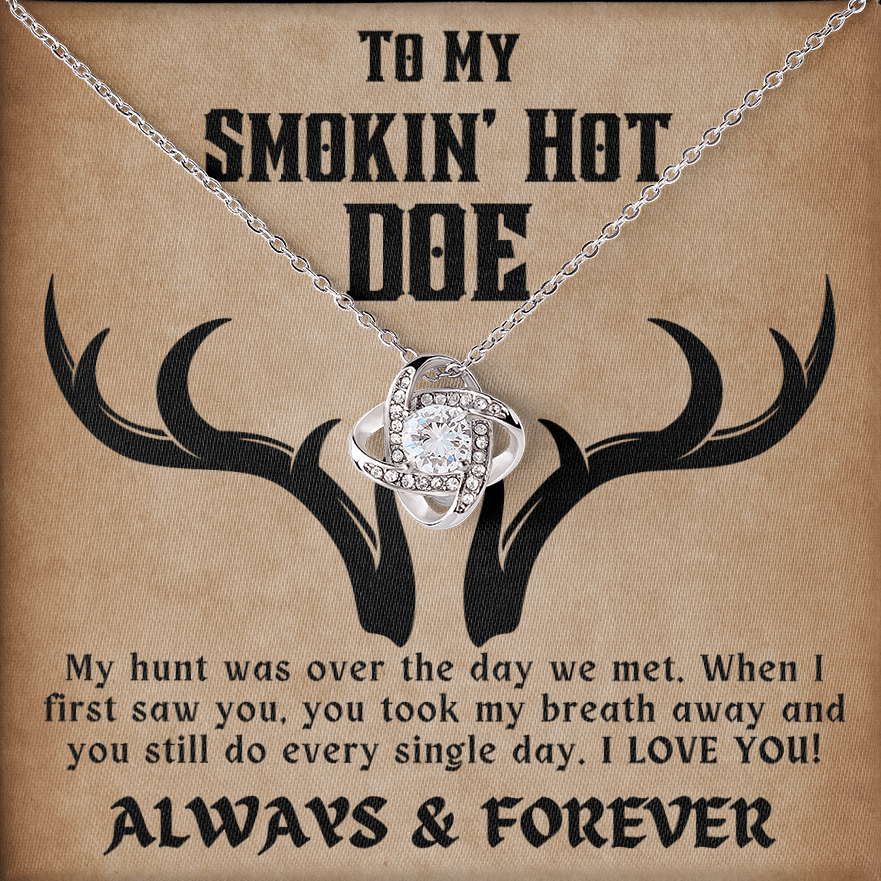 To My Smokin’ Hot Doe – Red Rose Box & Love Knot Necklace Gift for Wife or Girlfriend | Christmas, Valentine’s Day, Anniversary