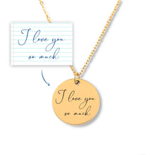 Load image into Gallery viewer, Best Mothers Day Gift from Daughter, Mothers Day Gift from Son, Handwritten Message Necklace
