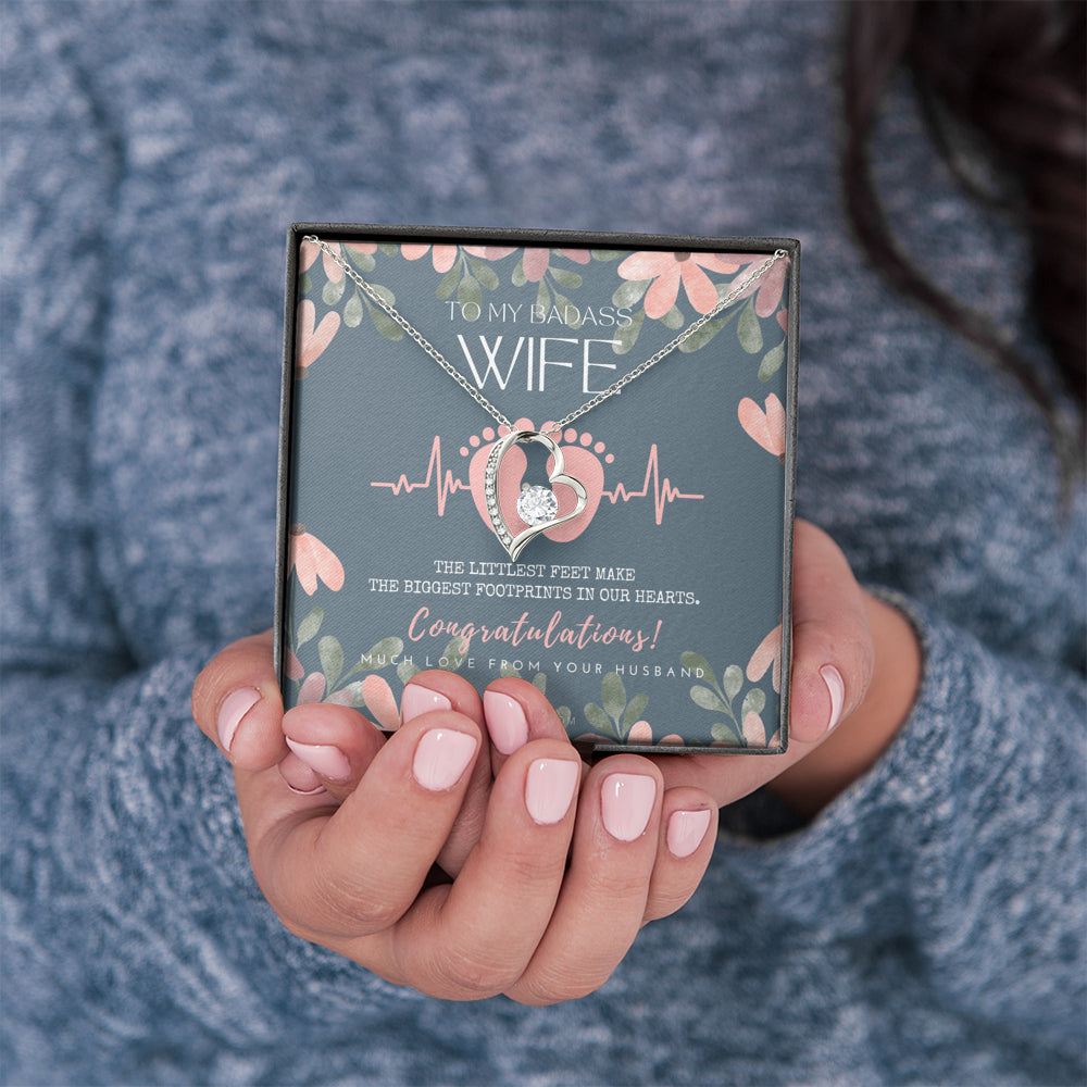 Gift for Pregnant Wife | Mom to be gift | New Mommy Necklace | To Mommy to be | New Mom Jewelry | Forever Love Necklace | Badass Mom Heart Necklace | Badass Wife Gift