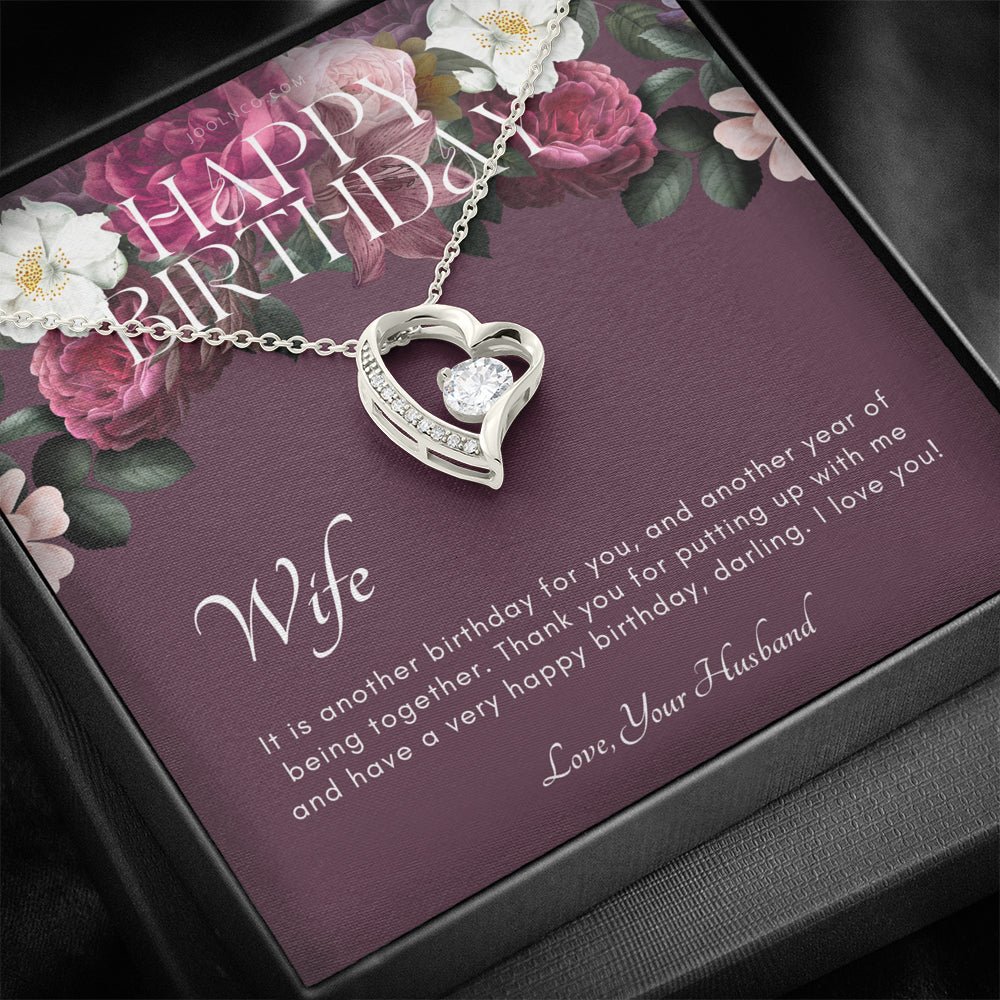 Forever Love, Birthday Gift for Wife from Husband, Wife Necklace, Meaningful Gift for Wife, 14k white gold finish, To my wife