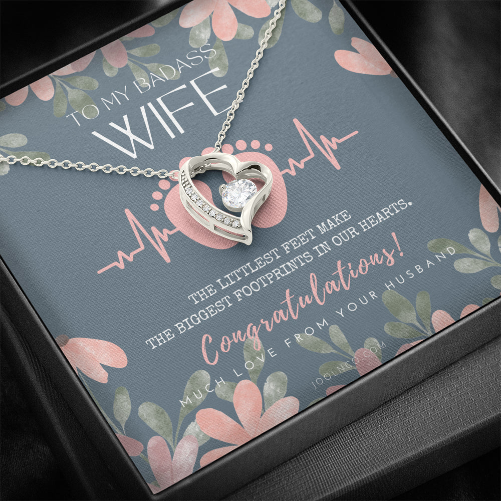 Gift for Pregnant Wife | Mom to be gift | New Mommy Necklace | To Mommy to be | New Mom Jewelry | Forever Love Necklace | Badass Mom Heart Necklace | Badass Wife Gift