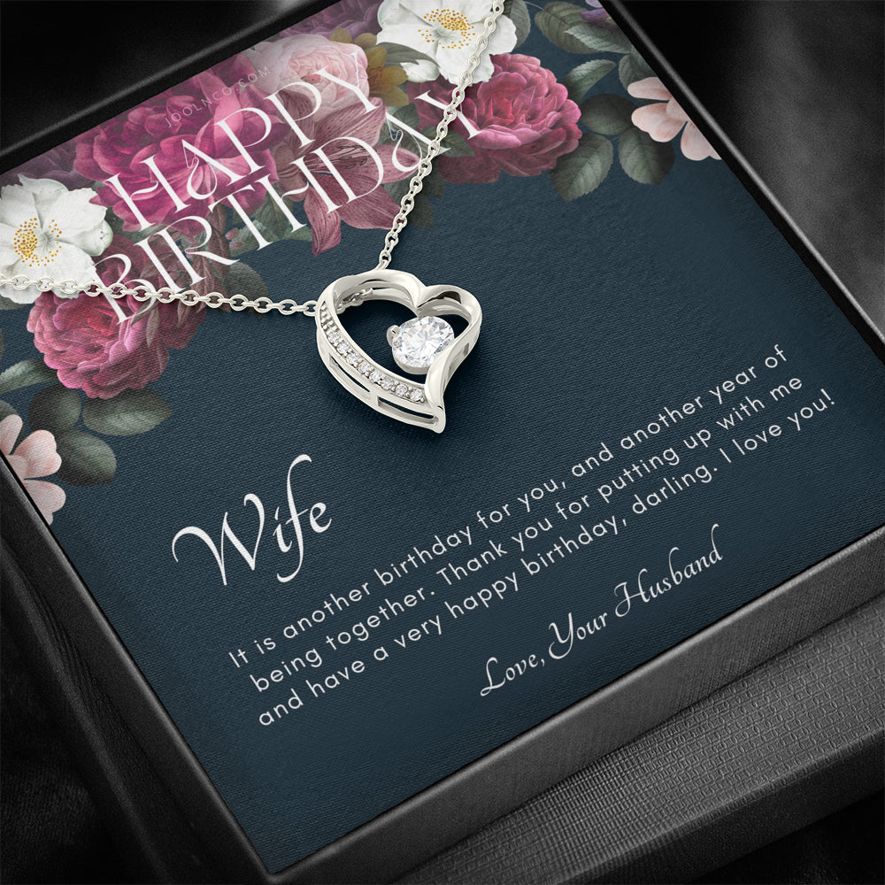 Forever Love, Birthday Gift for Wife from Husband, Wife Necklace, Meaningful Gift for Wife, 14k white gold finish, To my wife