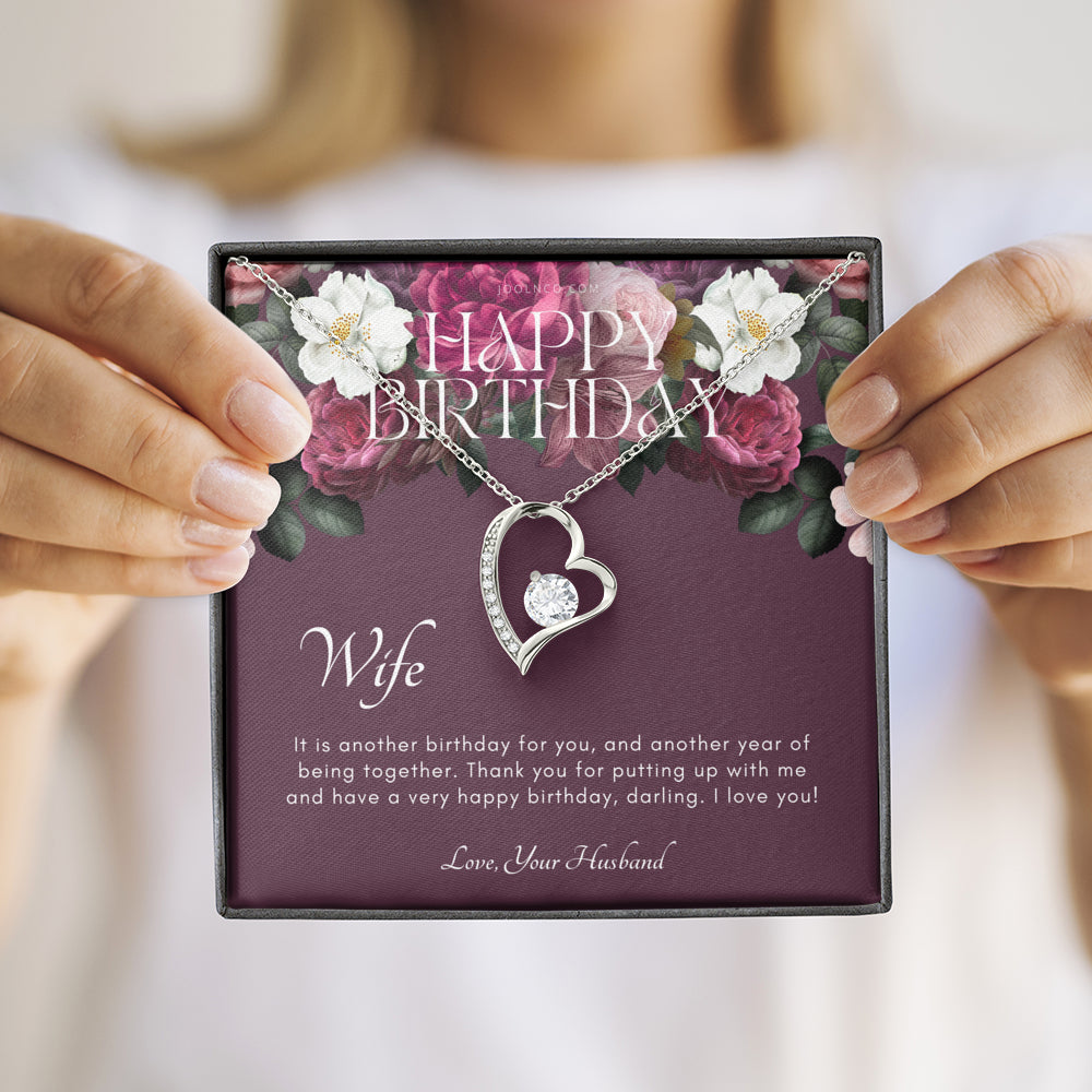 Forever Love, Birthday Gift for Wife from Husband, Wife Necklace, Meaningful Gift for Wife, 14k white gold finish, To my wife